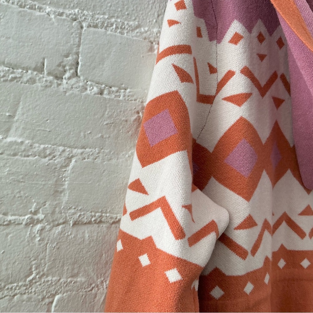 NWT Torrid Hooded Cardigan Duster Cinched Waist Orange Pink Print Boho Cozy Sz 2 - Picture 11 of 15